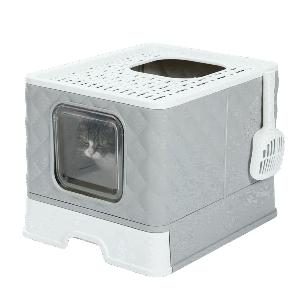 PAWZ Road Enclosed Cat Litter Box Large with Lid Drawer Type Easy to Clean,Gray