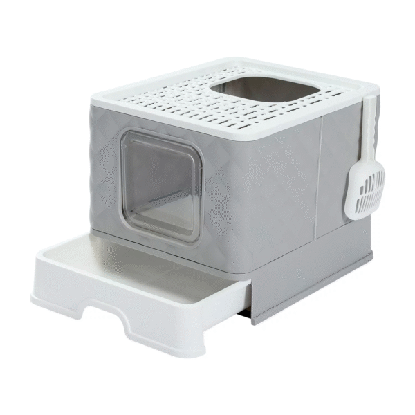 PAWZ Road Enclosed Cat Litter Box Large with Lid Drawer Type Easy to Clean,Gray