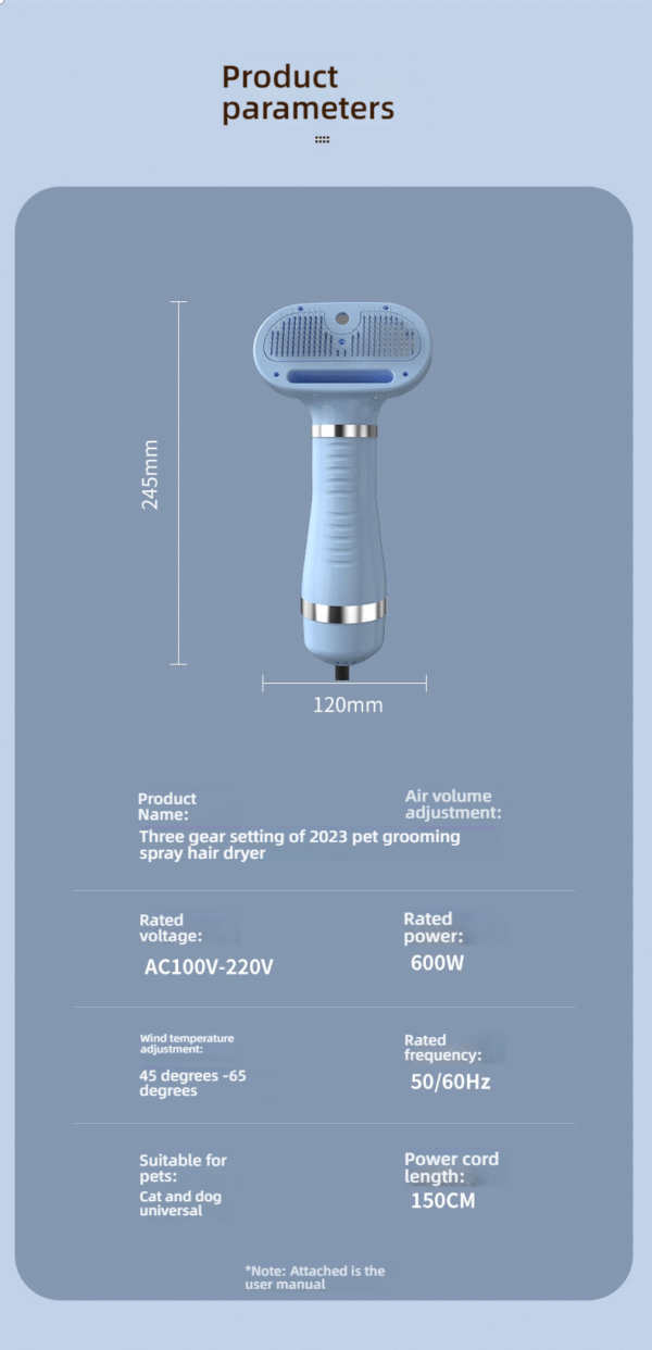 O1CN01bpD2xv2H0orSWYku5_!!2219000879089-0-cib Professional 3-in-1 Electric Dog Grooming Brush | Deshedding Tool with Cooling Mist & Adjustable Airflow for Hassle-Free Coat Care & Detangling