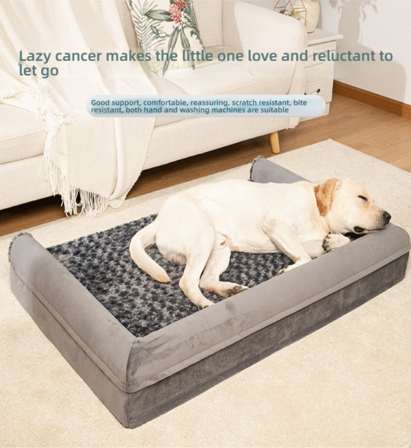U-shaped detachable and washable pet sofa | Rose velvet four-season dog bed, anti-scratch sponge mattress for medium and large dogs, home-friendly design